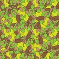 Geometric seamless pattern in ecological style with oak leaves and acorns. Wallpaper. Wrapping paper. Scrapbook. Vector