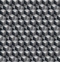 Geometric seamless pattern, endless black and white vector regular background. Abstract covering with 3d cubes and squares.