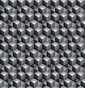 Geometric seamless pattern, endless black and white vector regular background. Abstract covering with 3d cubes and squares.