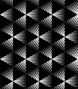 Geometric seamless pattern, endless black and white vector regular background. Abstract covering with 3d superimpose figures.