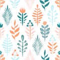 Geometric seamless pattern with flower and plant . Creative texture for fabric, textile Royalty Free Stock Photo