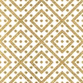 Geometric seamless pattern of gold diagonal lines and circle