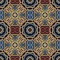 Geometric seamless pattern. Greek knitted colorful background. Repeat tribal ethnic style backdrop. Geometrical abstract ornament