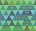 Geometric seamless pattern from green and blue triangle.