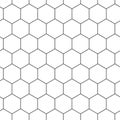 Geometric seamless pattern with hexagons, black and white tile. Honeycomb background. Outline design. Vector