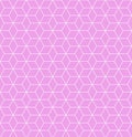 Geometric seamless pattern with linear white rhombuses and abstract flowers on a pink background Royalty Free Stock Photo