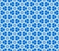 Geometric seamless pattern. Mix blue and white kaleidoscope. Oriental ornament mosaic background. Azulejos tiles.Vector template