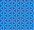 Geometric seamless pattern. Mix blue and white kaleidoscope. Oriental ornament mosaic background. Azulejos tiles.Vector template