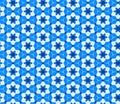 Geometric seamless pattern. Mix blue and white kaleidoscope. Oriental ornament mosaic background. Azulejos tiles.Vector template