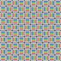 Geometric seamless pattern with multicolored cross lines, rainbow colors braided ornament, prism graphic texture. Decorative brigh Royalty Free Stock Photo