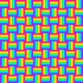 Geometric seamless pattern with multicolored cross lines, rainbow colors braided ornament, prism graphic texture. Decorative brigh