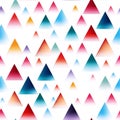 Geometric seamless pattern with multicolored triangle shapes on white background