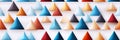 Geometric seamless pattern with multicolored triangle shapes on white background