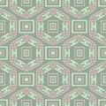 Geometric seamless pattern. Olive green background with pale pink elements Royalty Free Stock Photo