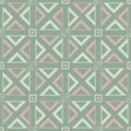 Geometric seamless pattern. Olive green background with pale pink elements Royalty Free Stock Photo