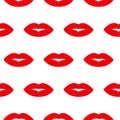 Geometric seamless pattern with red lips. Vector illustration Royalty Free Stock Photo