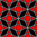 Geometric seamless pattern. Red and white elements on black background Royalty Free Stock Photo