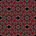 Geometric seamless pattern. Red and white elements on black background Royalty Free Stock Photo