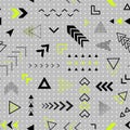 Geometric seamless pattern. Repeating abstract geometry background. Memphis shape. Repeated cool school sample. Design prints