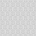 Geometric seamless pattern. Repeating hexagon lattice. Repeated black line isolated on white background. Modern honey design