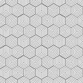 Geometric seamless pattern. Repeating hexagon lattice. Repeated black line isolated on white background. Modern honey prints