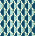 Geometric seamless pattern of rhombuses, triangles and circles in bluegreen, yellowgreen, cream and light blue