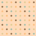 Geometric seamless pattern with round spots in 1970 style. Aesthetic simple print for T-shirt, fabric, textile. Doodle vector