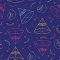 Geometric seamless pattern, School patterns Motives of geometry and algebra. Memphis design 80s 90s. Vector illustration