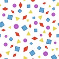 Geometric seamless pattern with small hand painted colorful geometric shapes on white background. For textile, print Royalty Free Stock Photo