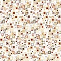 Geometric seamless pattern. The squares of different sizes and colors arranged on a white background.