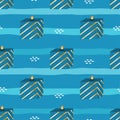 Geometric seamless pattern with striped square candles and small decorative dots, featuring bold blue tones and a clean layout for Royalty Free Stock Photo