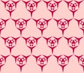 Geometric seamless pattern with triangles, hexagons, grid. Red and pink color Royalty Free Stock Photo