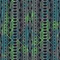 Geometric seamless pattern. Vertical orientation. Green and blue