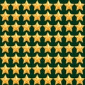 Geometric seamless pattern, volumetric yellow golden five-pointed stars on a dark green background. vintage style vector pattern, Royalty Free Stock Photo