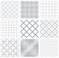 Geometric seamless patterns set, abstract minimalistic and simple lined and crossed backgrounds, wallpapers for web design and Royalty Free Stock Photo