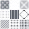 Geometric seamless patterns set, abstract minimalistic and simple lined and dotted backgrounds, wallpapers for web design and Royalty Free Stock Photo
