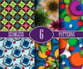 Geometric seamless patterns set, abstract tiling background, vector repeat endless wallpaper illustration.