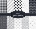 Geometric Seamless Patterns Set. Dark and light grey colors. Black and White. Royalty Free Stock Photo