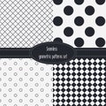 Geometric Seamless Patterns Set. Dark and light grey colors. Black and White Royalty Free Stock Photo