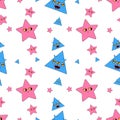 Geometric seamless psychedelic groovy pattern. different shapes. star and triangle Royalty Free Stock Photo