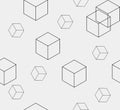 Geometric seamless simple monochrome minimalistic pattern of cube shapes