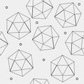Geometric seamless simple monochrome minimalistic pattern of hexagon or icosahedron shapes