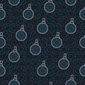 Geometric seamless vector pattern with white Christmas balls on blue textured background. Royalty Free Stock Photo