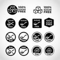 Sets of ized icons for food with sugar and sugar-free foods