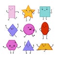 geometric shape character set cartoon vector illustration Royalty Free Stock Photo