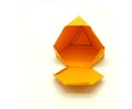 Geometric shape cut out of yellow paper and photographed on white background.Geometry net of Truncated tetrahedron