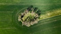 Geometric Shape of German War Cemetry in Farm Fields in Poland. Aerial Drone View. Top Down Royalty Free Stock Photo