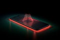 Geometric shape glowing colorful hologram on mobile phone