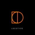 Geometric shape letter D, line monogram, decorative logo concept, linear monogram for architecture office, minimal style