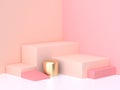 Geometric shape pink cream scene minimal 3d render